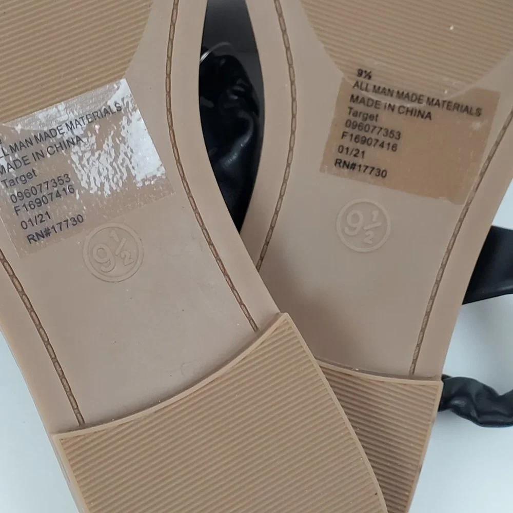 Universal Thread Black Brown Willow Slip-On Slide-On Flat Sandals NWT Size 9 1/2